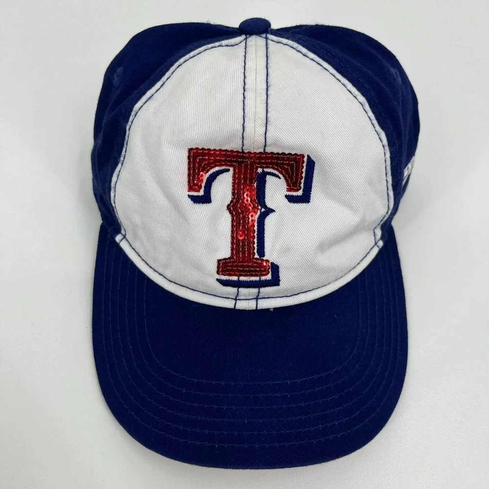 New Era 9TWENTY Texas Rangers Kids Sequin Logo Adjustable Hat Blue White
